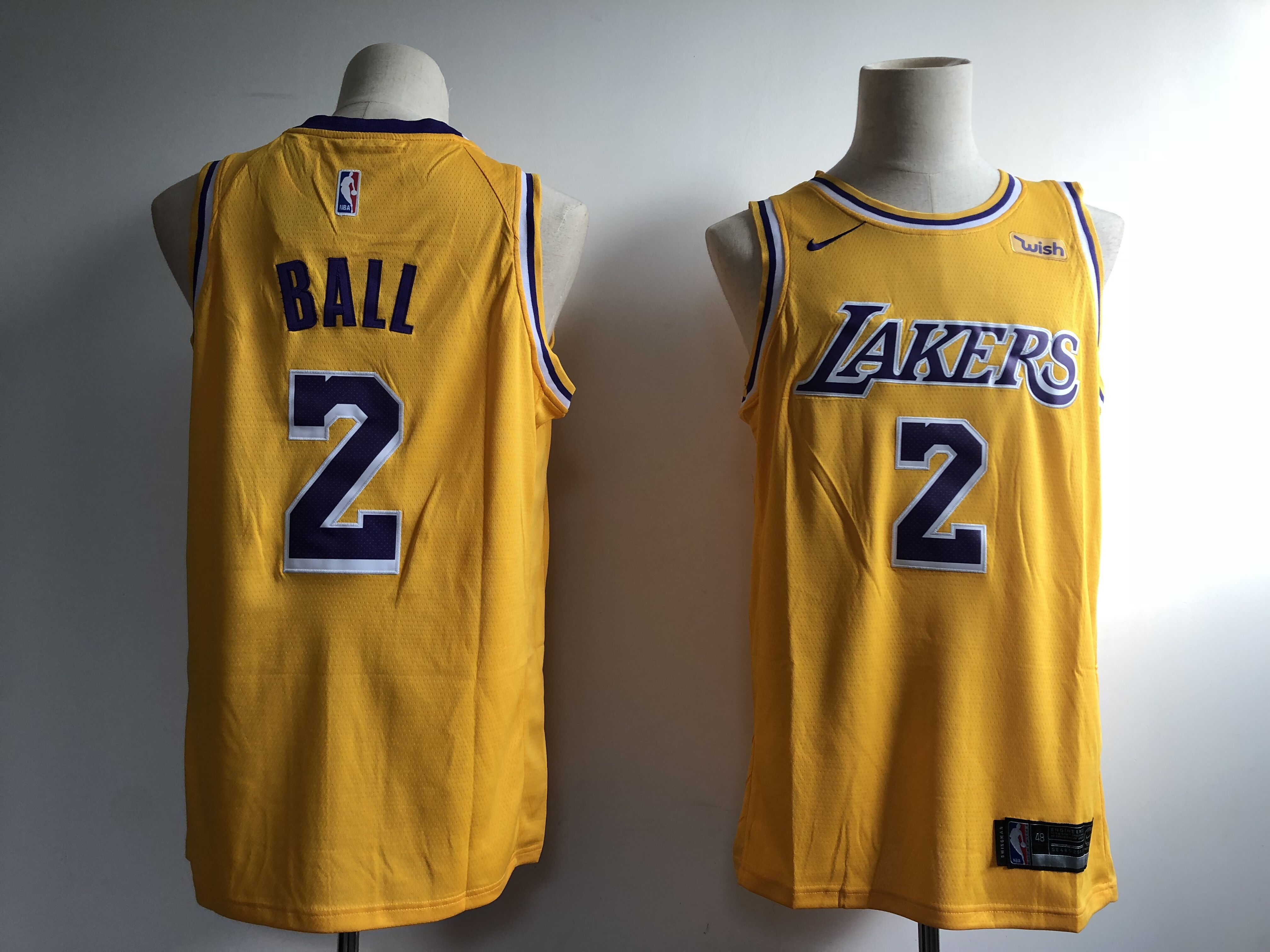 Men Los Angeles Lakers #2 Ball Yellow Nike NBA Jerseys->los angeles lakers->NBA Jersey